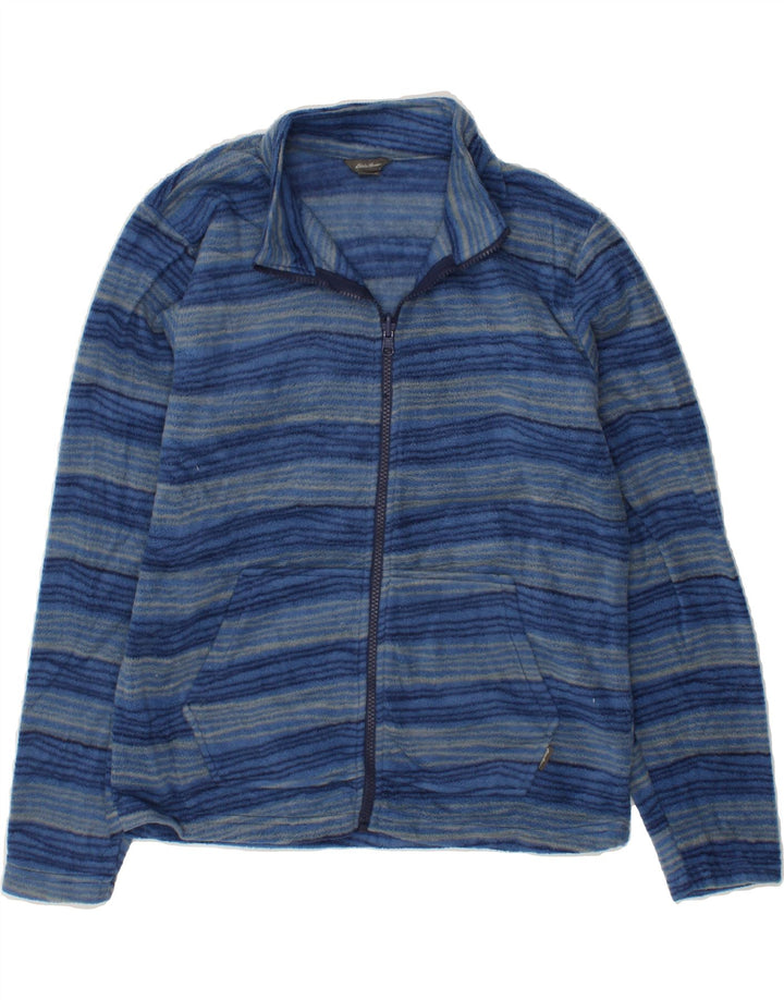 EDDIE BAUER Boys Fleece Jacket 14-15 Years Large Blue Striped Polyester Vintage Eddie Bauer and Second-Hand Eddie Bauer from Messina Hembry 
