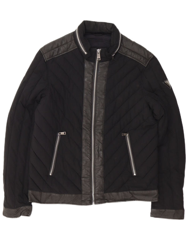 Jachetă căptușită Guess pentru bărbați UK 42 XL polietilenă neagră