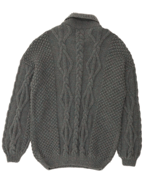 Pulover vintage pentru bărbați cu gât polo mare, gri