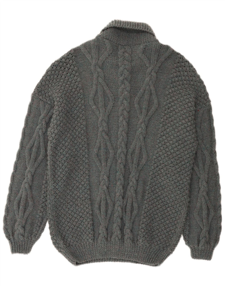 Pulover vintage pentru bărbați cu gât polo mare, gri