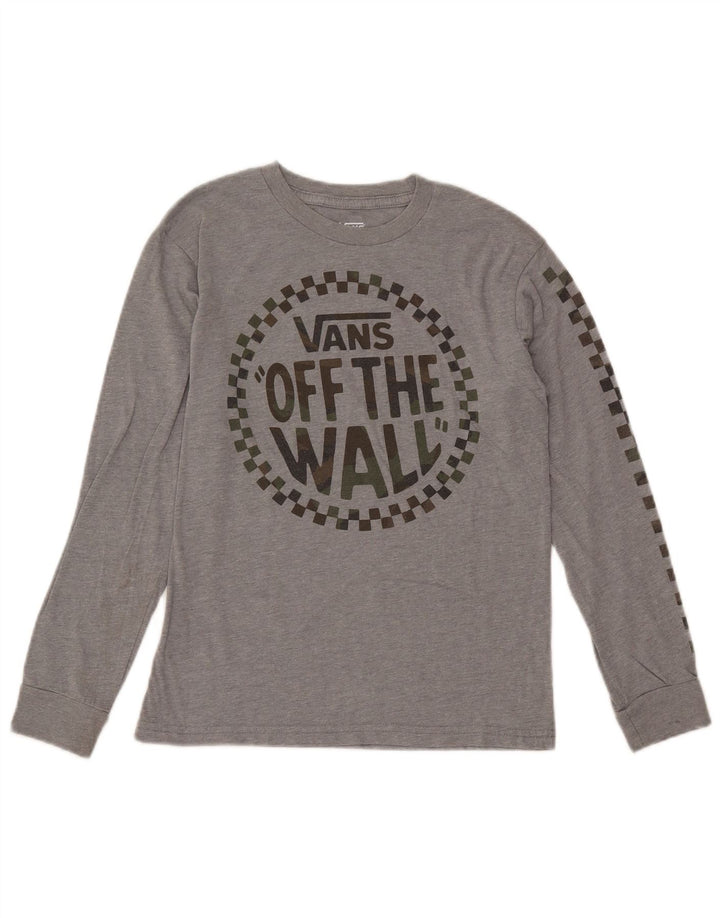 VANS Top grafic pentru femei cu mânecă lungă UK 10 mic bumbac gri
