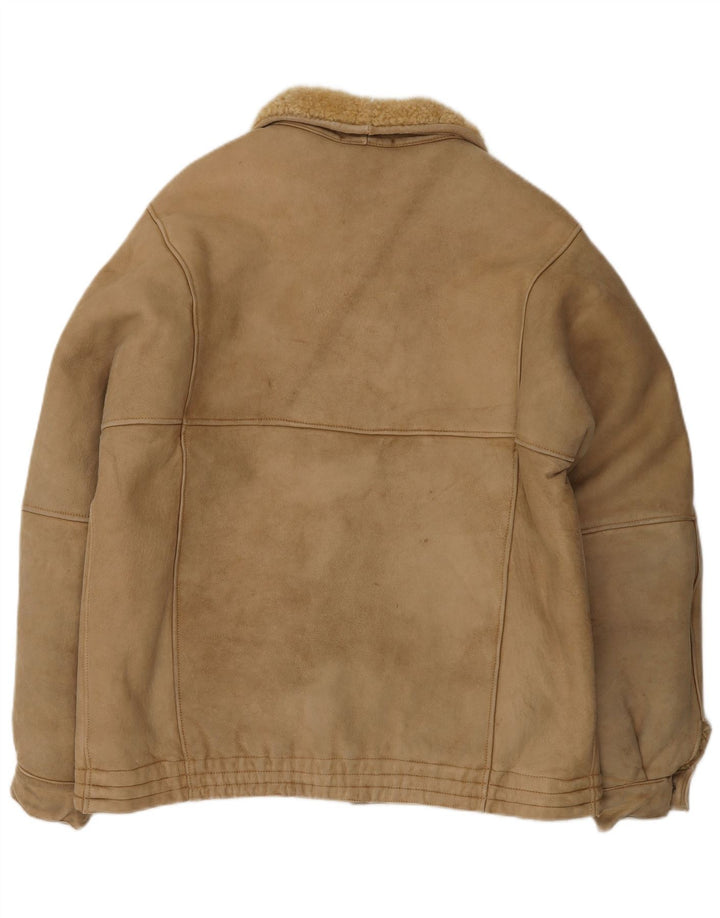 Jachetă vintage pentru bărbați din shearling UK 38 maro mediu