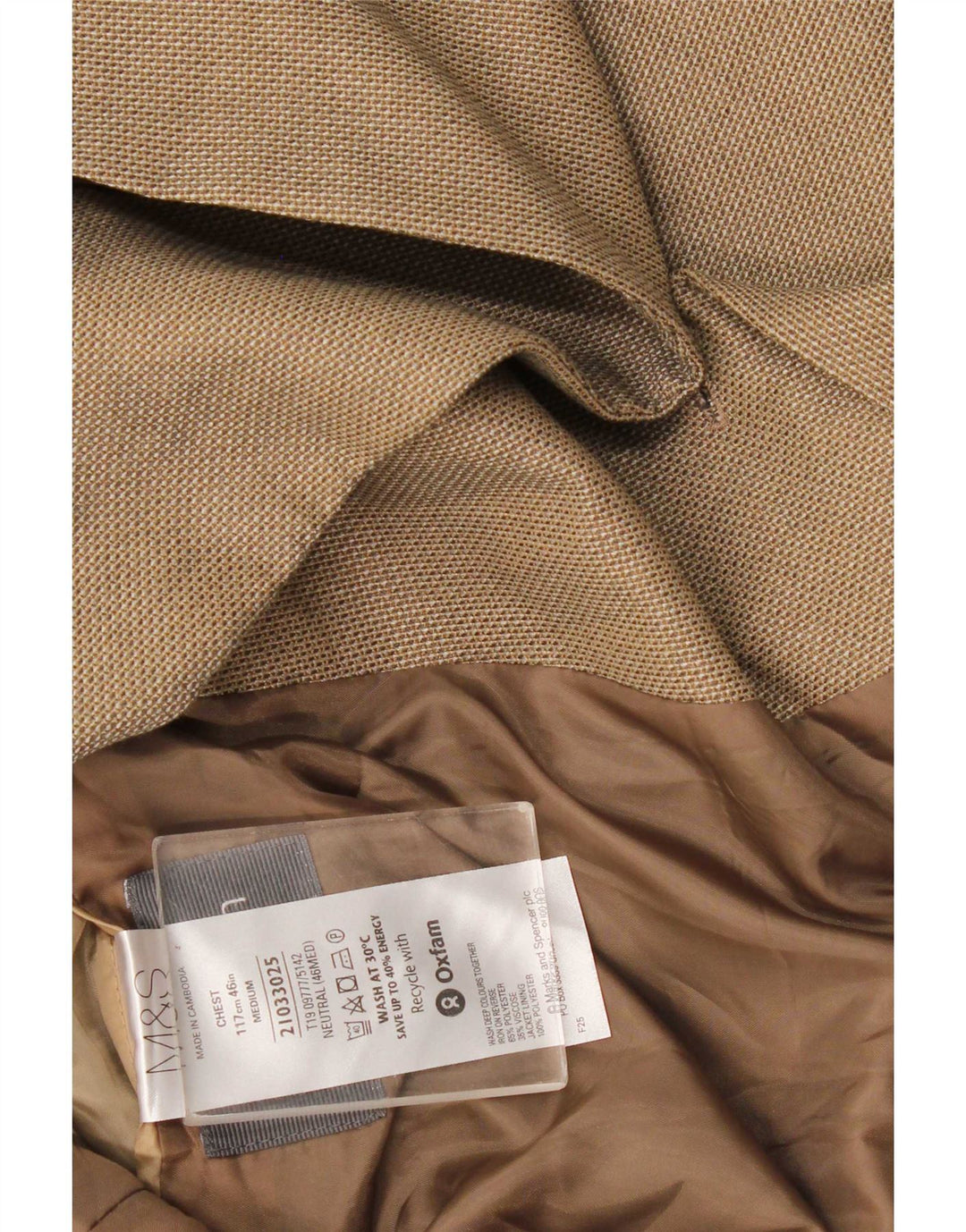 Jachetă pentru bărbați Marks & Spencer cu 2 nasturi, UK 46 XL, poliester bej