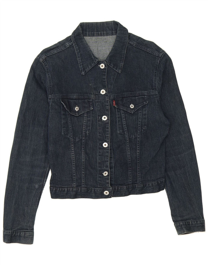 MET Womens Denim Jacket UK 16 Large Navy Blue Cotton Vintage MET and Second-Hand MET from Messina Hembry 