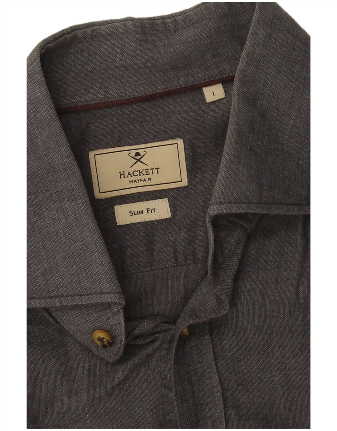 Cămașă pentru bărbați Hackett Slim Fit, mare, gri, bumbac