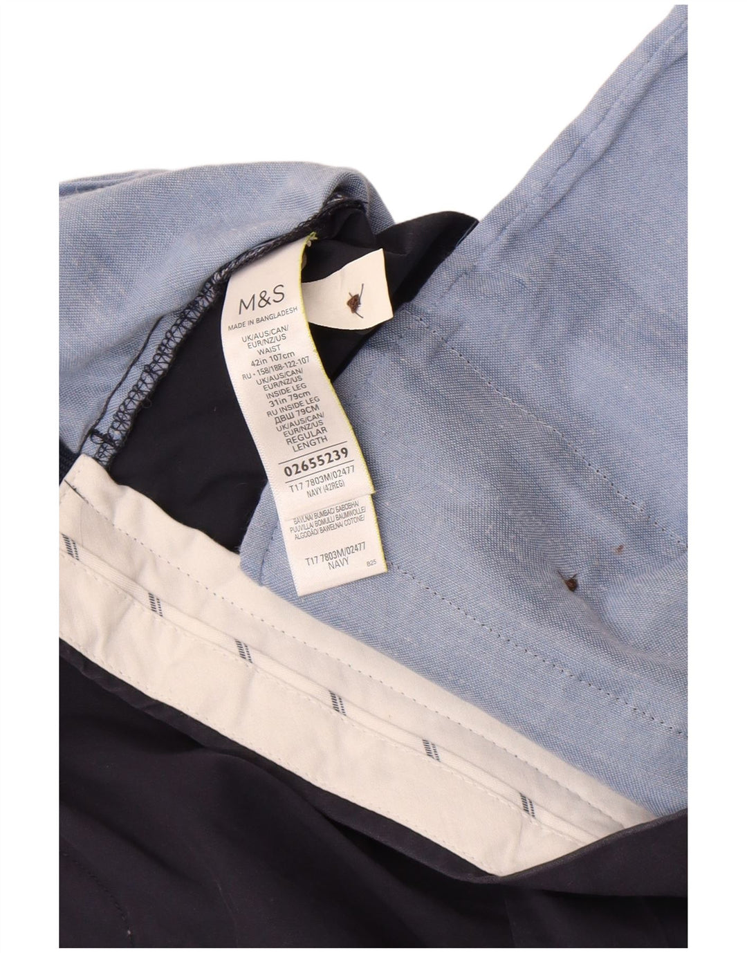 Pantaloni scurți chino pentru bărbați Marks & Spencer W42 2XL bumbac bleumarin