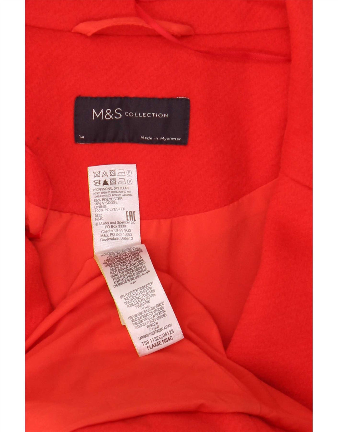 Palton pentru femei Marks & Spencer UK 14, mare, roșu, poliester