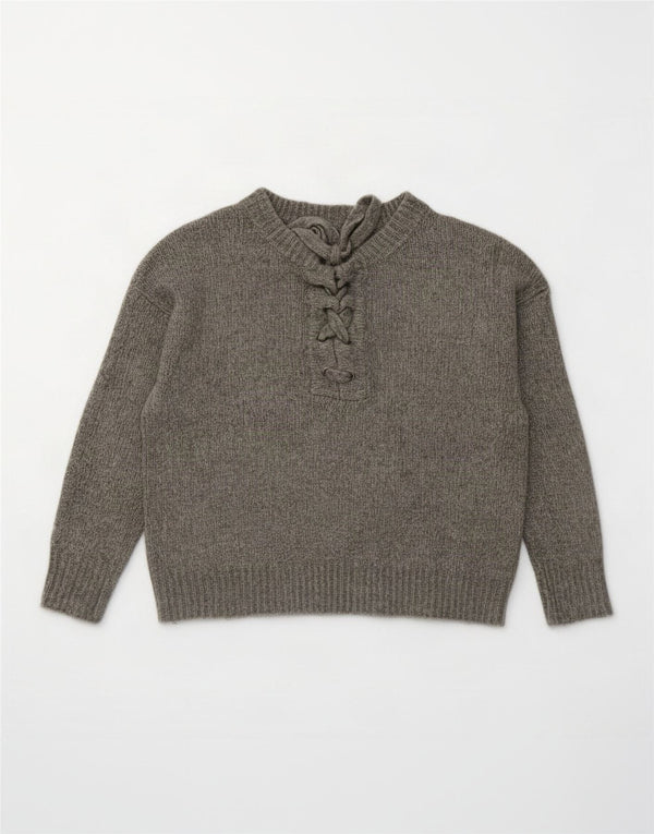 Pulover pentru femei supradimensionat cu gâtul turnat Zara UK 10 mic gri acrilic