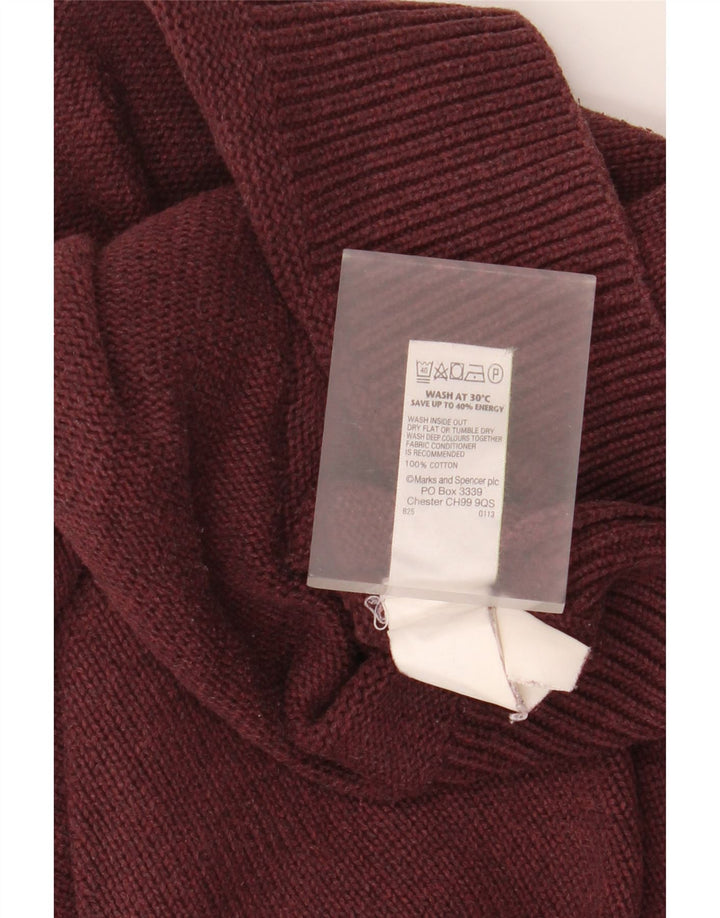 Pulover pentru bărbați Marks & Spencer, cu gât șal, bumbac mediu burgundă