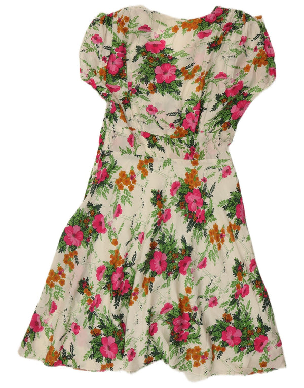 Rochie de soare vintage pentru femei UK 14 Medium Bej Floral