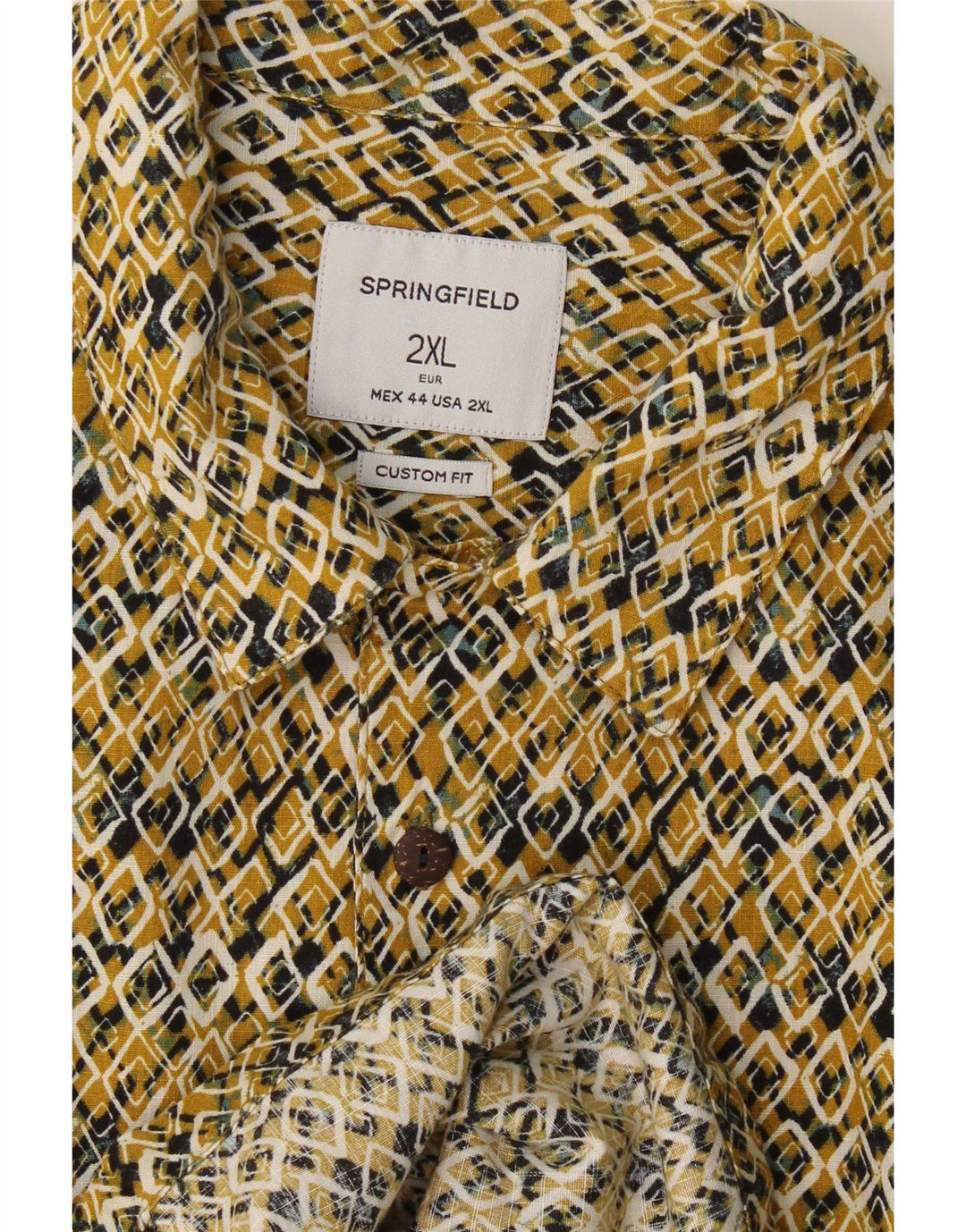 Cămașă Springfield cu mânecă scurtă, personalizată, 2XL, galben geometric
