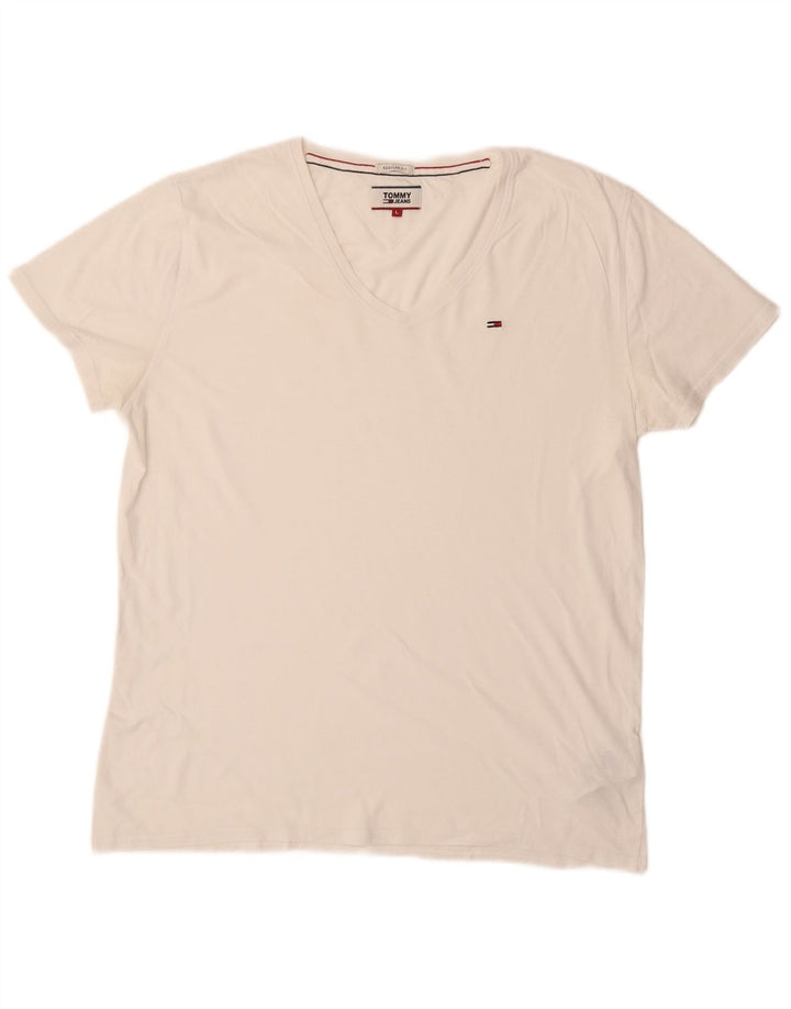 TOMMY HILFIGER Mens Regular Fit T-Shirt Top Large White Cotton