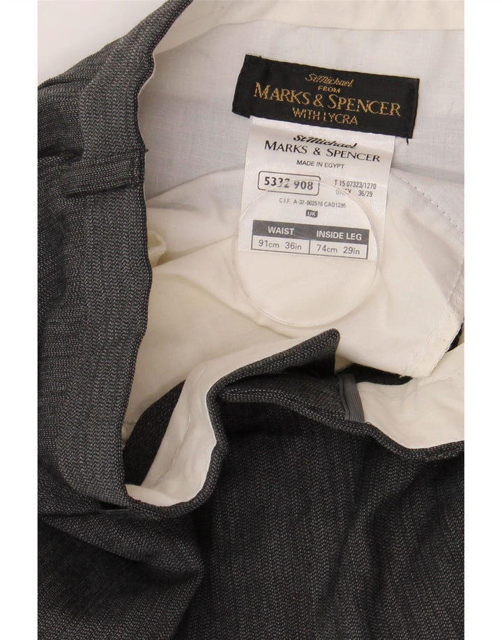 MARKS & SPENCER Pantaloni chino drepți pentru bărbați W36 L29 poliester gri