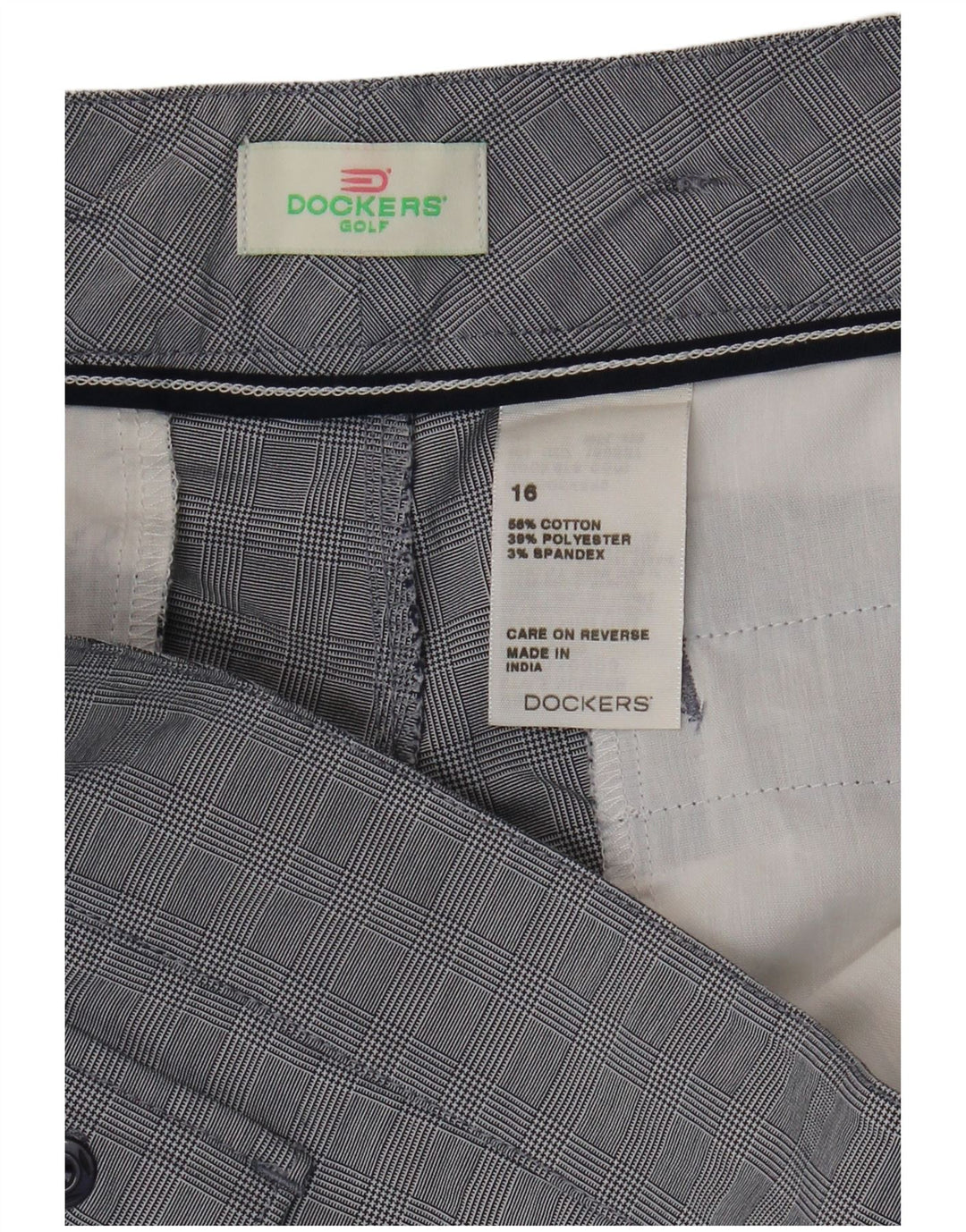 Pantaloni scurti cargo DOCKERS pentru femei US 16 2XL W38 Blue Check Bumbac