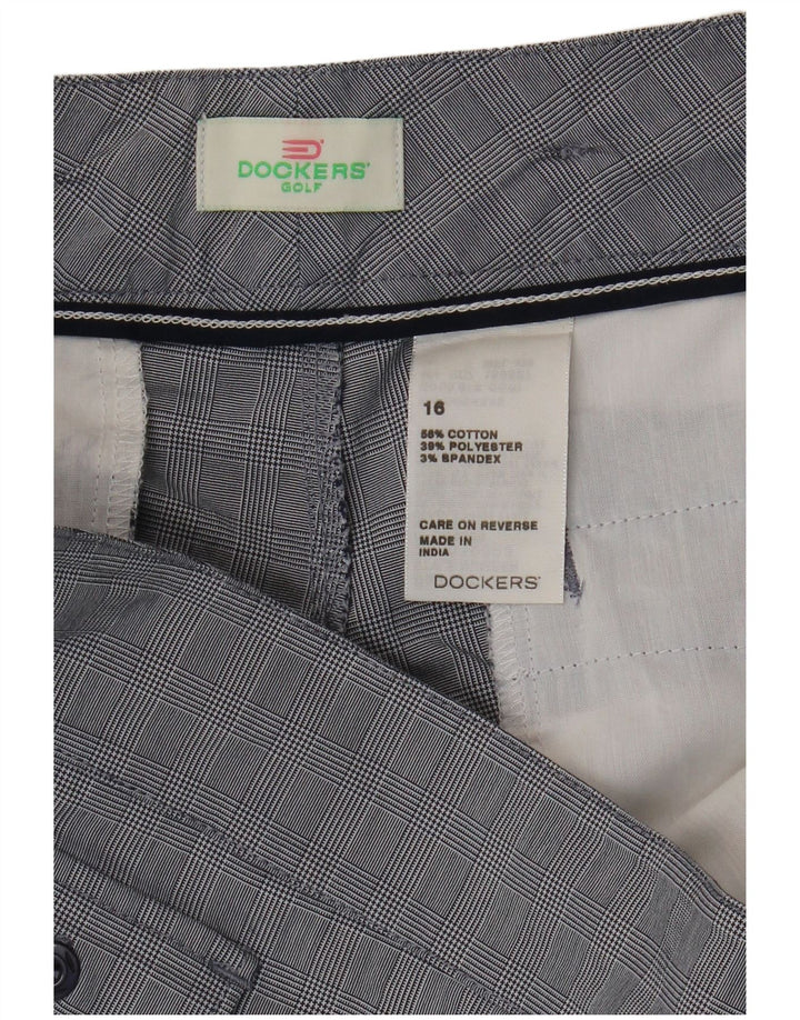 Pantaloni scurti cargo DOCKERS pentru femei US 16 2XL W38 Blue Check Bumbac