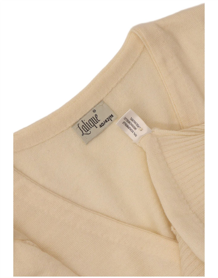 Pulover Cardigan Vintage pentru Femei EU 40/42 Mediu Lână Alb Murat