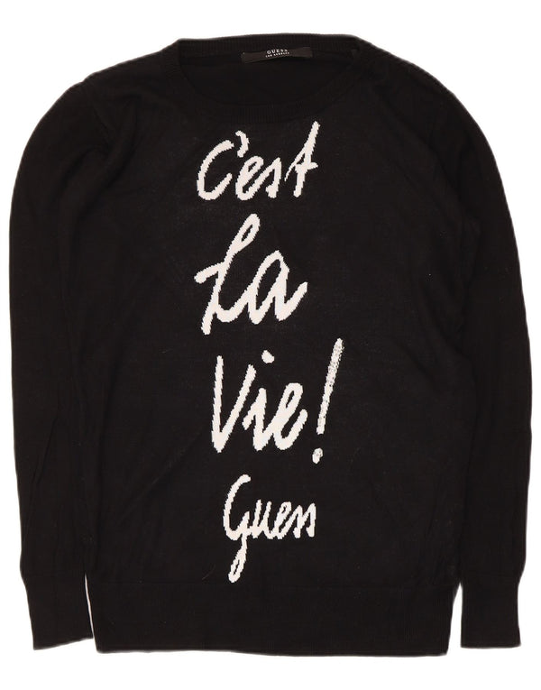 Pulover Guess pentru damă, cu grafic supradimensionat, cu gâtul turn, pulover UK 6 XS Negru