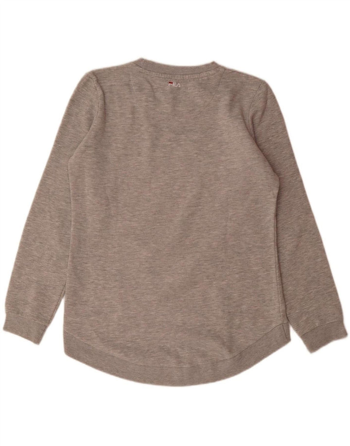 FILA Womens Graphic Sweatshirt Jumper UK 14 Medium Grey Cotton