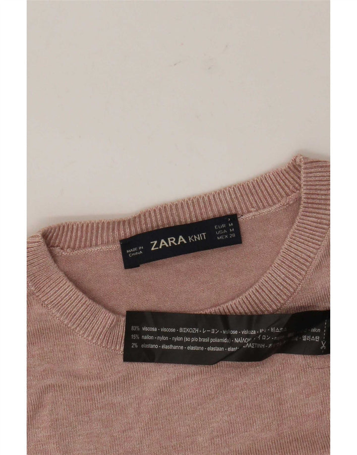 Pulover pentru damă Zara cu gât roșu, viscoză, roz mediu, UK 12