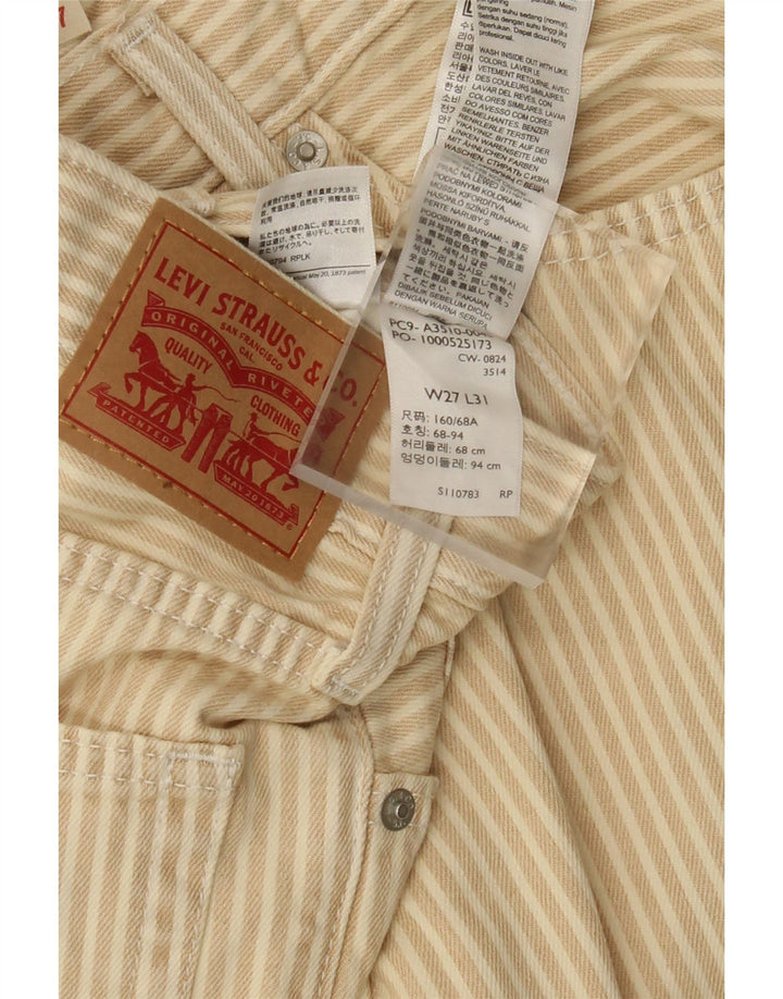 Pantaloni casual drepti pentru femei LEVI'S L27 L31 bumbac cu dungi bej