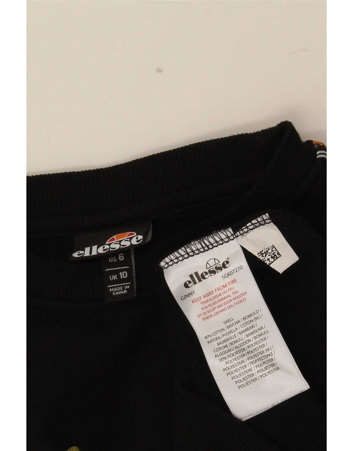 Pulover supradimensionat cu grafic pentru femei Ellesse UK 10 Bumbac negru mic