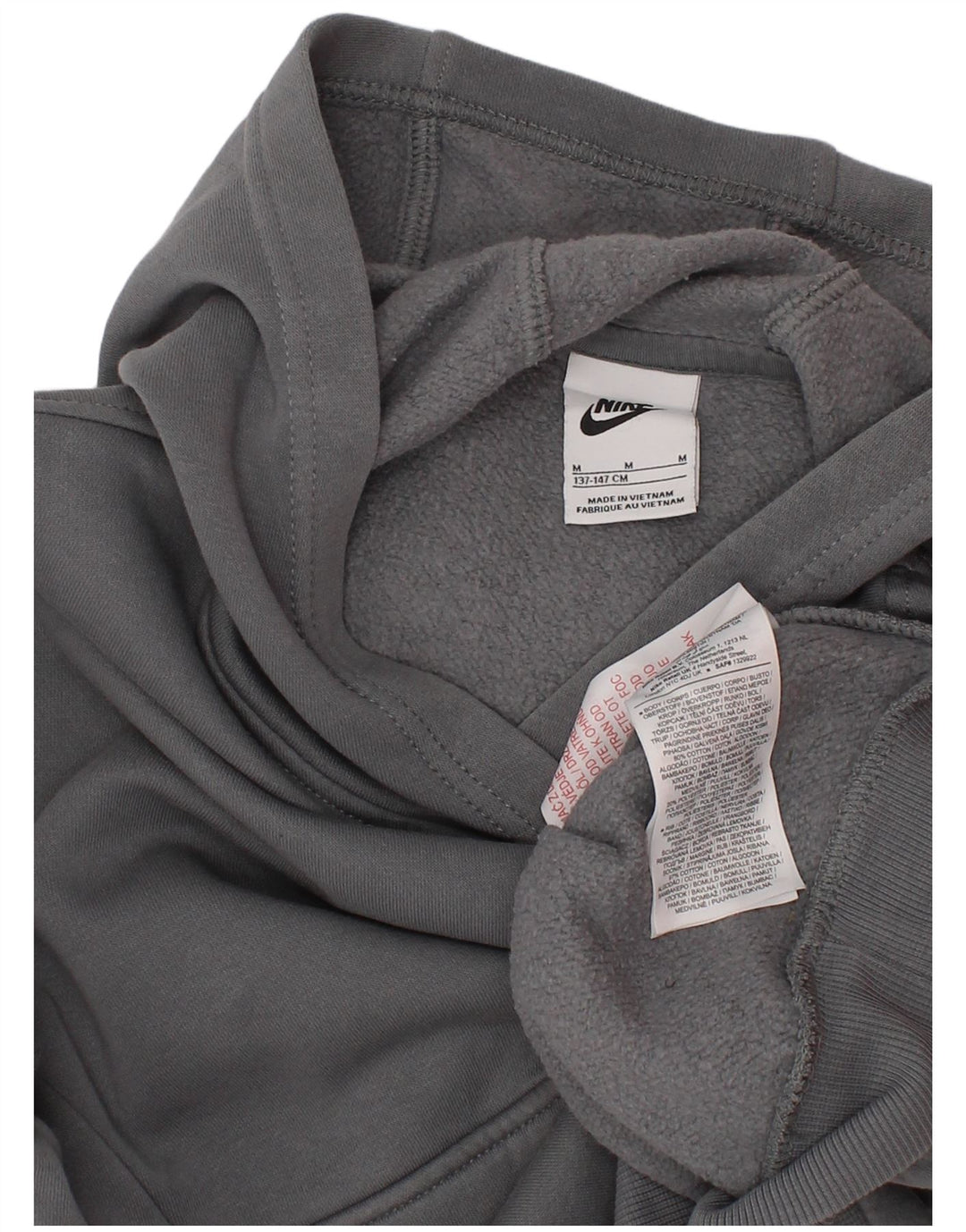Pulover Nike pentru băieți cu glugă grafică 10-11 ani, bumbac, gri mediu