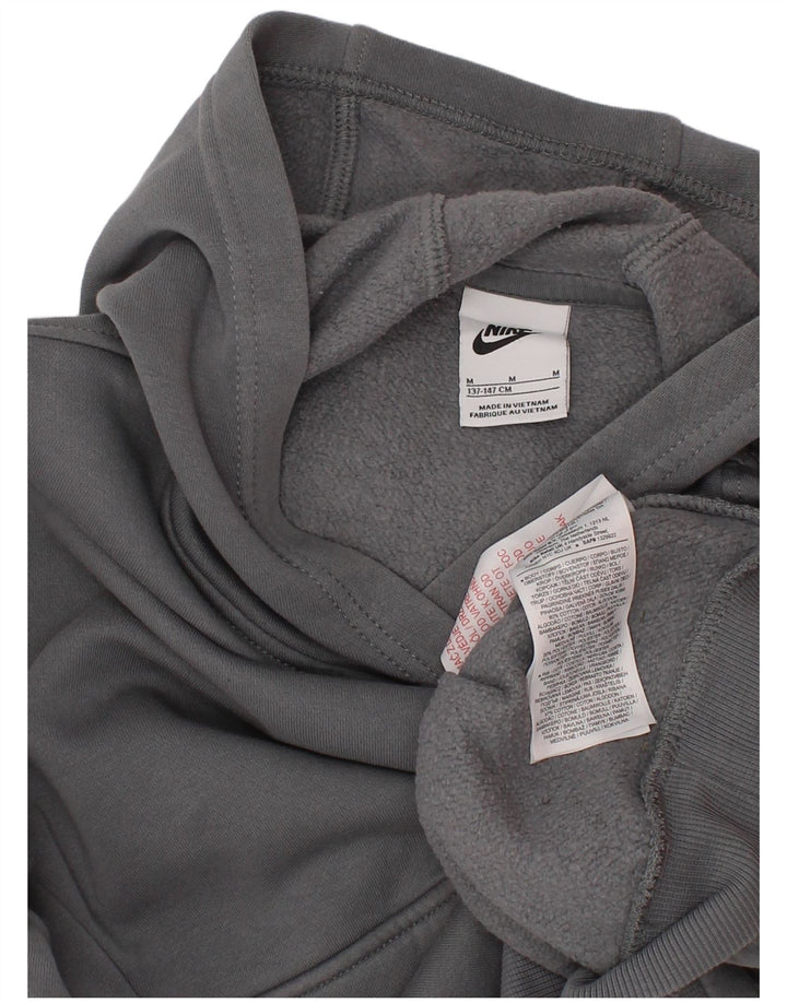 Pulover Nike pentru băieți cu glugă grafică 10-11 ani, bumbac, gri mediu