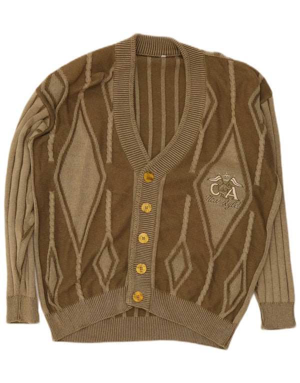 Pulover Cardigan Vintage pentru bărbați XL Maro Argyle/Diamond Bumbac