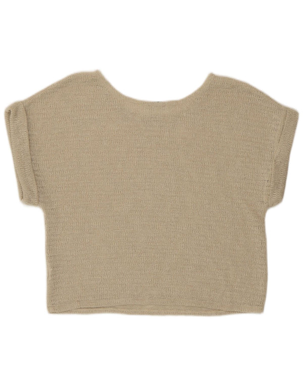 Bluză de tricot crop pentru femei Zara UK 16 mare bej