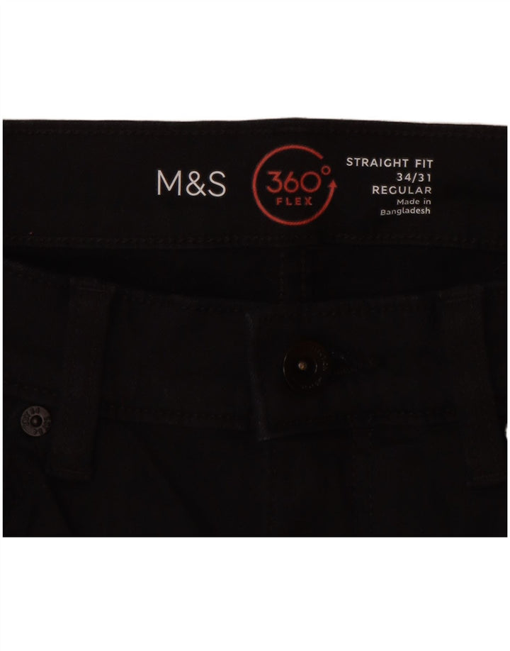 Blugi drepți obișnuiți pentru bărbați Marks & Spencer W34 L31 bumbac negru