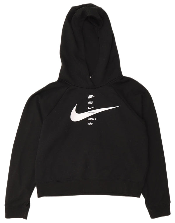 Jumper Nike pentru femei oversized Graphic Crop Hoodie UK 10 Bumbac negru mic