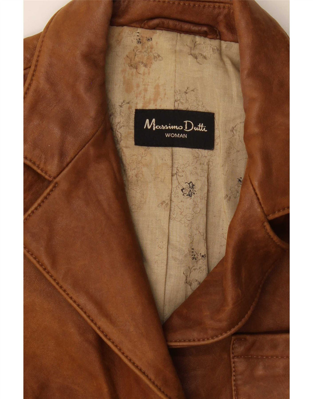 Massimo Dutti Jachetă din piele cu 3 nasturi pentru femei UK 8 Maro mic