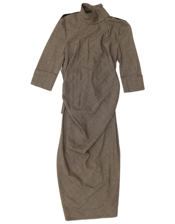 Rochie maxi cu mânecă lungă Sportmax pentru femei UK 12 Medium Gri Houndstooth