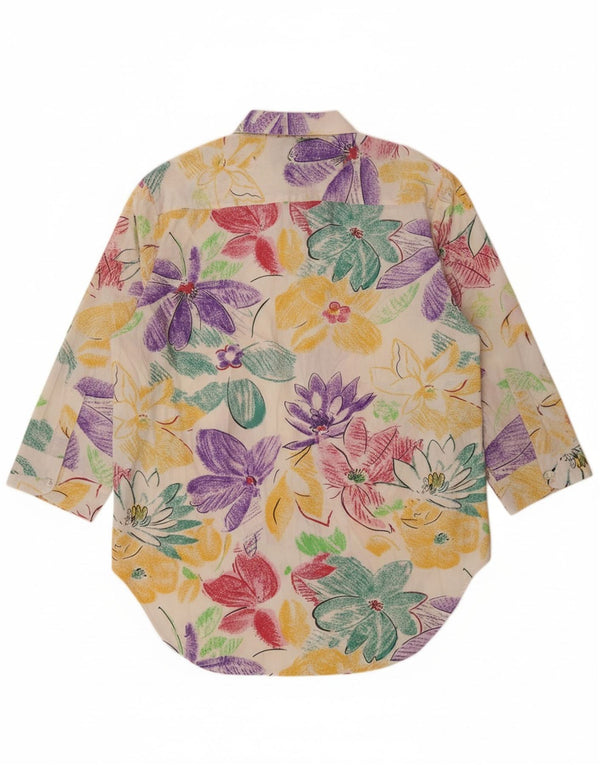 VINTAGE Rochie cămașă cu mâneci scurte pentru femei UK 14 mare, multicoloră, florală
