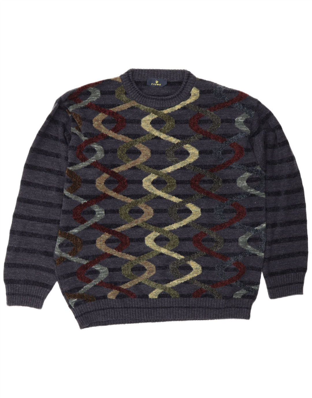 Pulover Fiume pentru bărbați, cu model abstract, cu decolteu rotund, XL, bleumarin, cu dungi