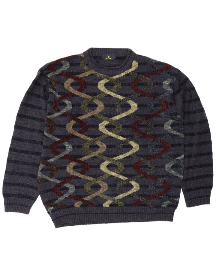 Pulover Fiume pentru bărbați, cu model abstract, cu decolteu rotund, XL, bleumarin, cu dungi