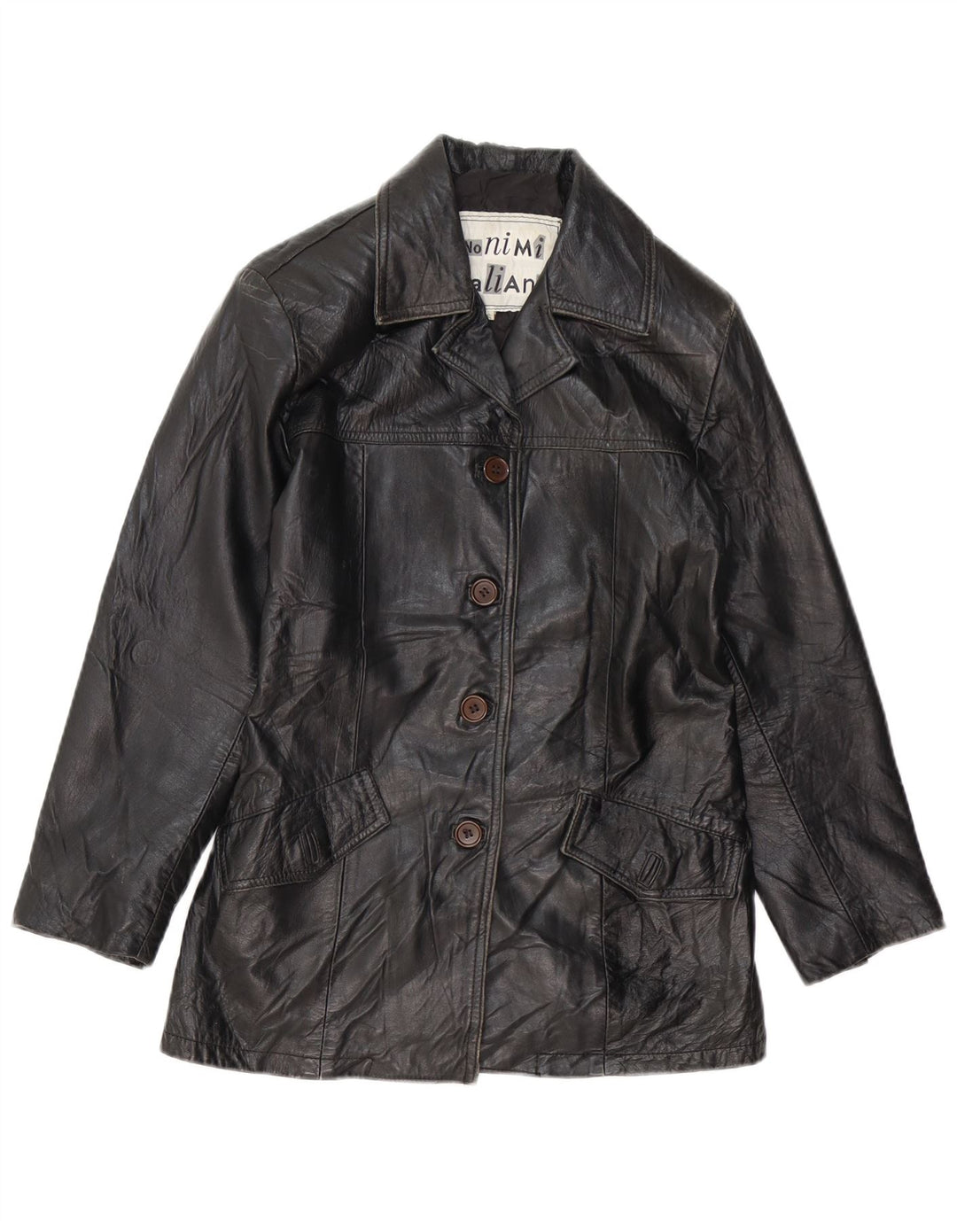 Jachetă de piele pentru femei VINTAGE UK 10 Mic din piele neagră