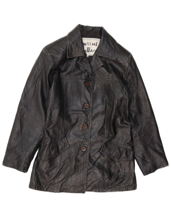 Jachetă de piele pentru femei VINTAGE UK 10 Mic din piele neagră