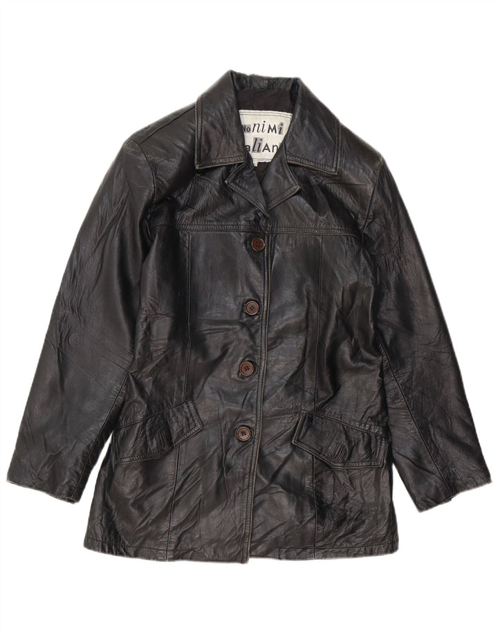 Jachetă de piele pentru femei VINTAGE UK 10 Mic din piele neagră