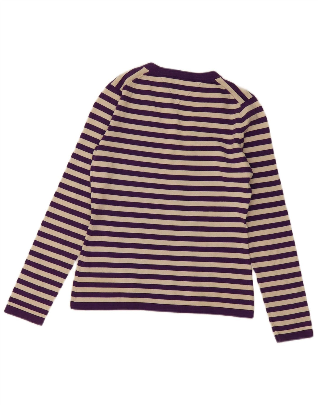 TOMMY HILFIGER Womens V-Neck Jumper Sweater UK 10 Small Purple Striped Vintage Tommy Hilfiger and Second-Hand Tommy Hilfiger from Messina Hembry 