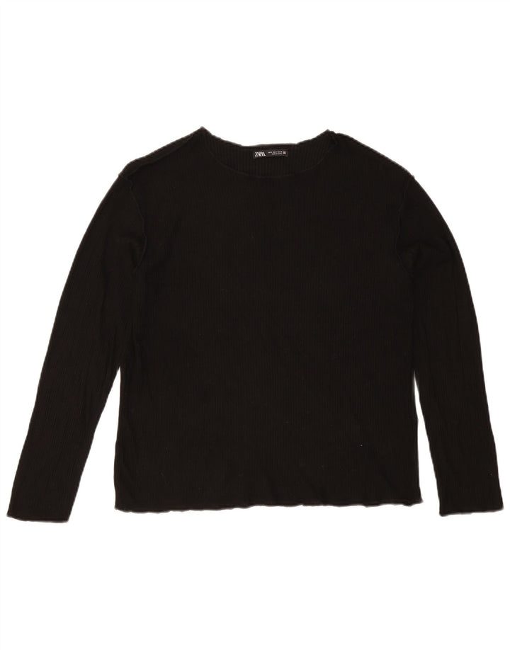 Top femeie Zara cu mânecă lungă UK 10 mic, negru, viscoză