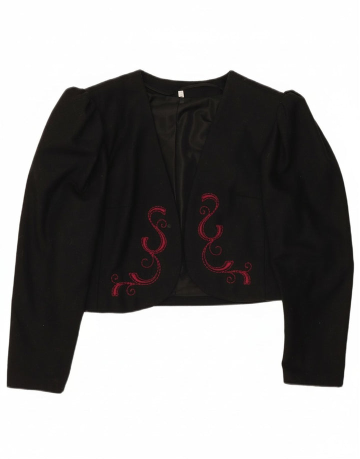 Jachetă vintage de damă cu blazer crop EU 40 Poliester mediu negru
