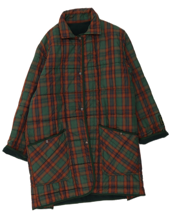 Palton căptușit vintage pentru femei UK 18 XL verde carouri
