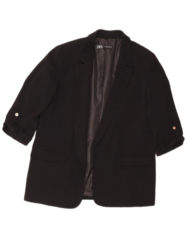 Jachetă pentru femei Zara cu mâneci 3/4 deschise, UK 18 XL, poliester negru