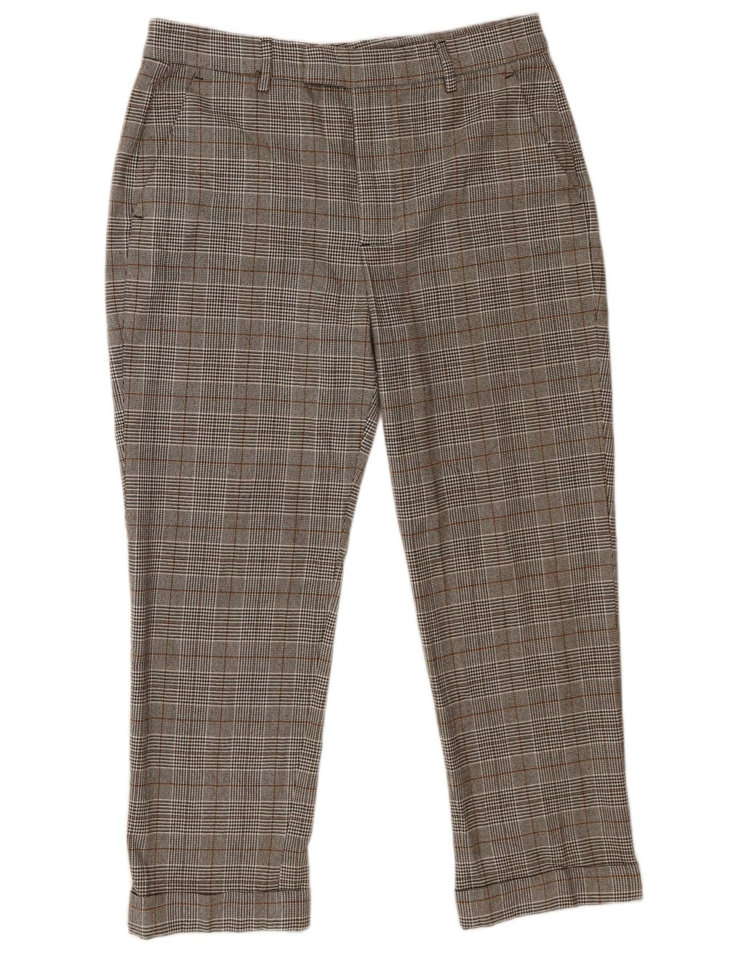 Pantaloni tăiați pentru femei Zara EU 40 Mediu L30 L25 Gri Houndstooth