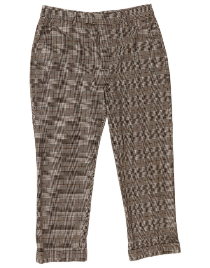 Pantaloni tăiați pentru femei Zara EU 40 Mediu L30 L25 Gri Houndstooth