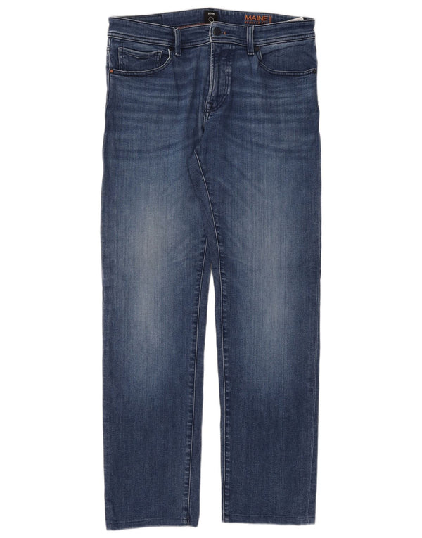 Blugi drepti pentru bărbați Hugo Boss Maine, cu ajustare normală, L33 L34, bumbac albastru