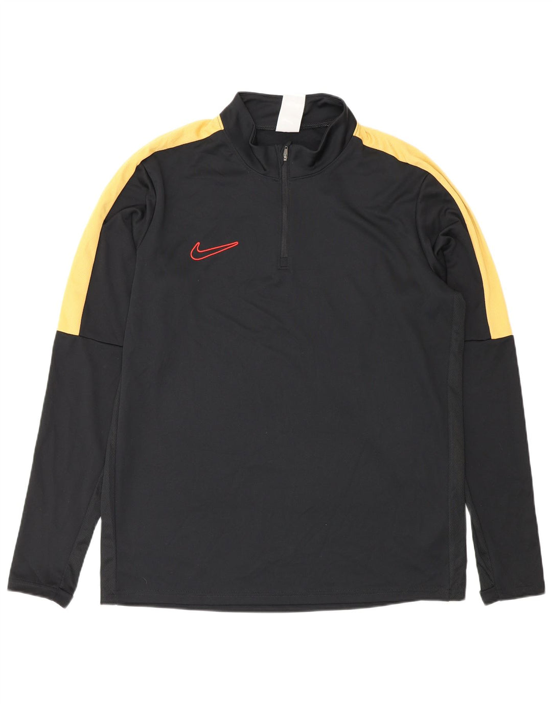 Top de trening pentru bărbați Dri Fit, cu fermoar și gât, negru, colorblock