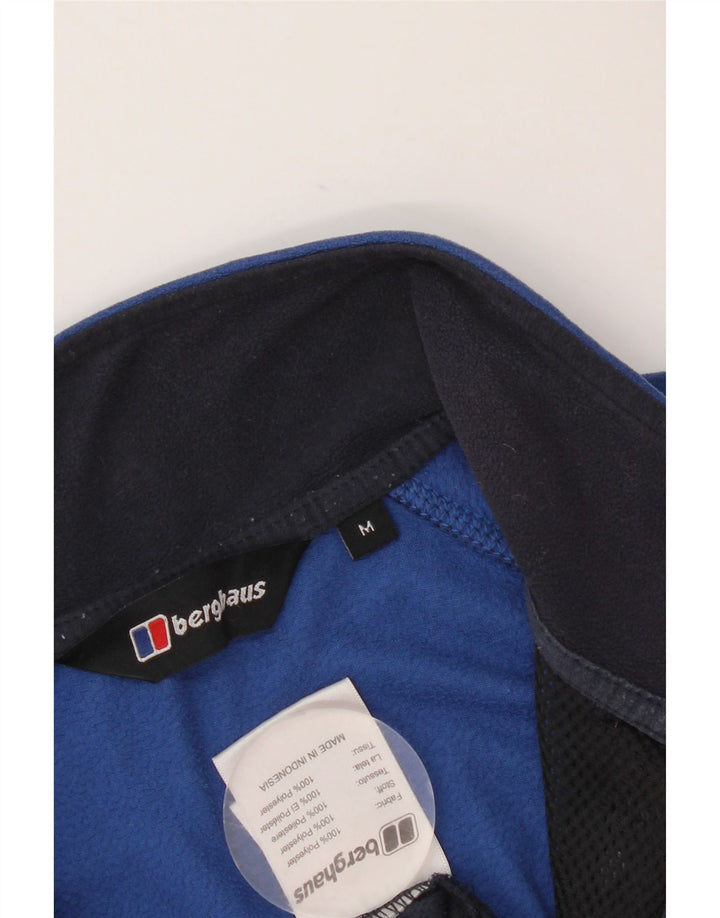 Pulover pentru bărbați BERGHAUS, cu fermoar și gât, din lână, albastru mediu, poliester