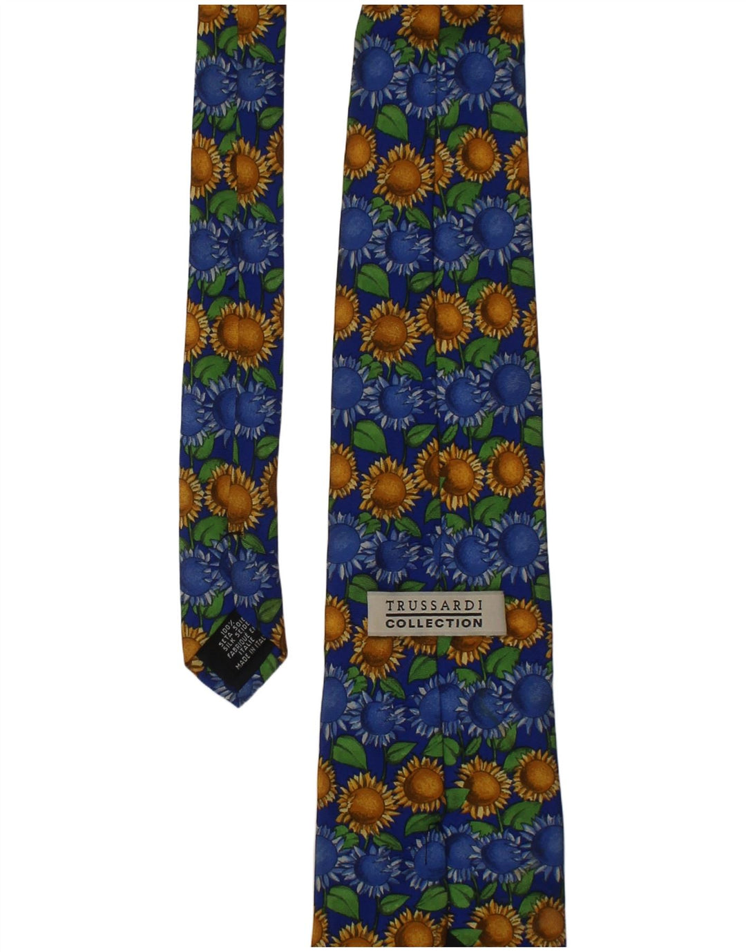 Cravată grafică Trussardi pentru bărbați, mărime unica, mătase florală albastră